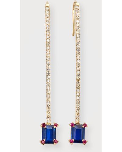 Siena Jewelry 14k Kyanite And Ruby Drop Earrings With Diamond Bar - White
