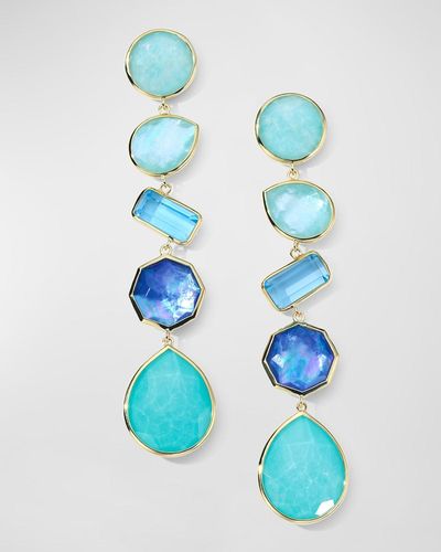 Ippolita 18K Rock Candy Large 5-Stone Linear Post Earrings - Blue
