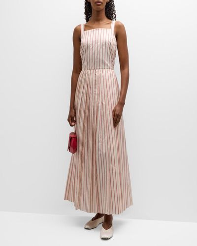 Adam Lippes Medici Striped Maxi Dress With Pleating - Multicolor