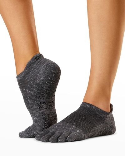 ToeSox Pompom Low Rise Full-toe Grip Socks - Black
