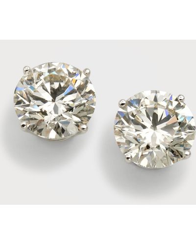 Neiman Marcus Lab Grown Diamond 18K Round Stud Earrings, 6.0Tcw - Metallic
