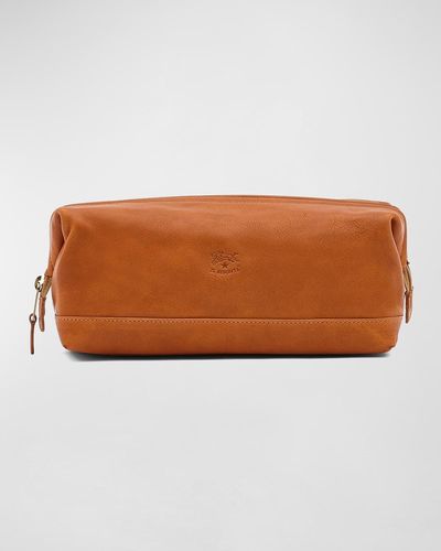 Il Bisonte Leather Travel Toiletry Case - Brown