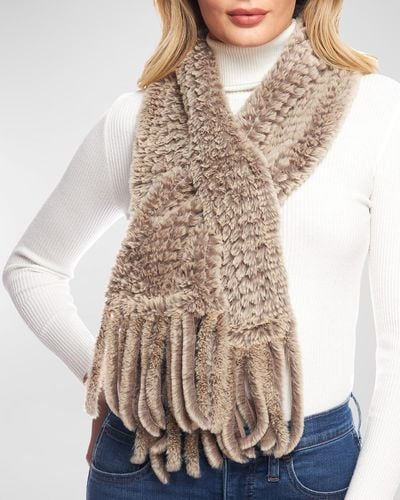 Fabulous Furs Knitted Faux Fur Fringe Scarf - Natural