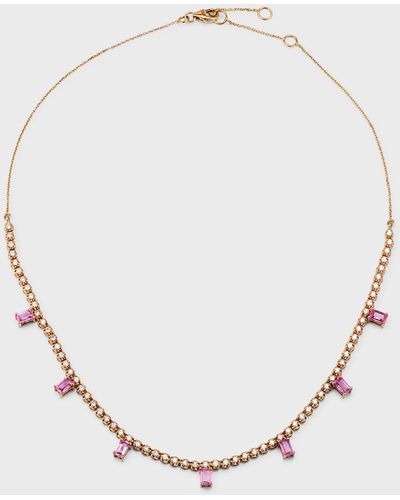 Graziela Gems Emerald-Cut Sapphire And Diamond Tennis Necklace - Natural