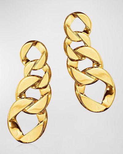 Verdura 18k Yellow Gold Curb-link Clip-on Drop Earrings - Metallic