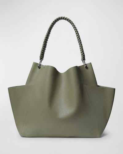 Callista Grained Leather Shoulder Bag - Green