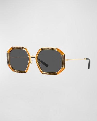 Tory Burch 52mm Irregular Sunglasses - Metallic