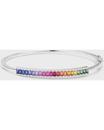 David Kord 18k White Gold Bangle With Multicolor Sapphires And Diamonds
