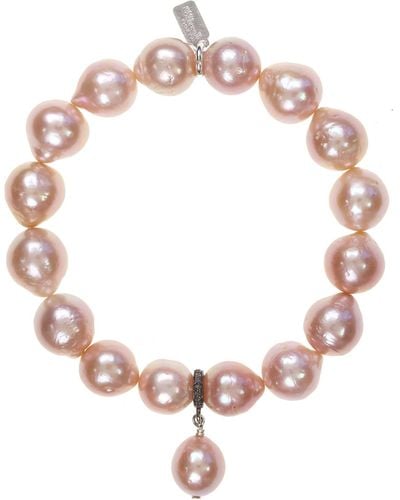 Margo Morrison Baroque Pearl Stretch Bracelet - Pink