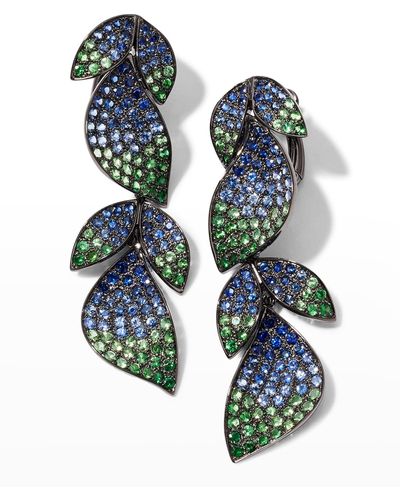 Alexander Laut Tsavorite And Sapphire Leaf Earrings - Blue