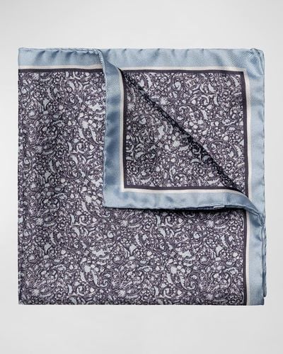 Eton Silk Paisley Pocket Square - Blue