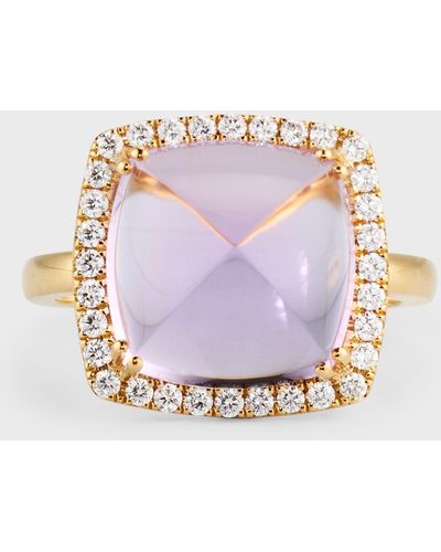 David Kord 18k Yellow Gold Ring With Amethyst And Diamonds, Size 7, 8.44tcw - Pink
