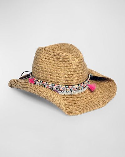 Pia Rossini Kaziah Straw Cowboy Hat - Natural