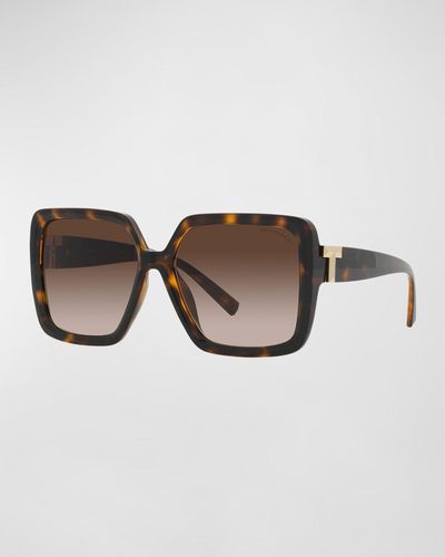 Tiffany & Co. T-Monogram Square Plastic Sunglasses - Brown