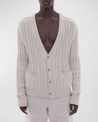 Helmut Lang Marc Cable-Knit Cardigan - Gray