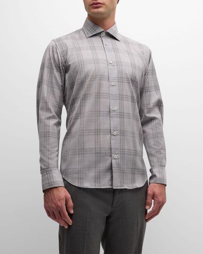Baldassari Reda Active Wool Plaid Sport Shirt - Gray