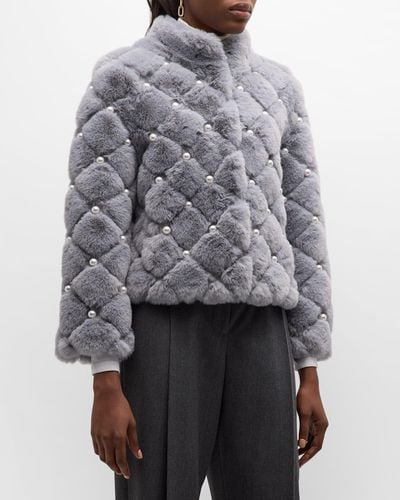Kelli Kouri Pearly Faux Fur Jacket - Gray