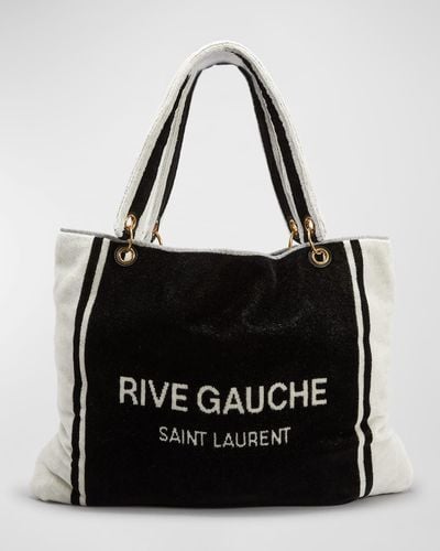 Saint Laurent Cabas Rive Gauche Towel Tote Bag - Black