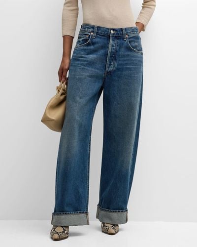 Citizens of Humanity Ayla Baggy Cuffed Cropped Jeans - Blue