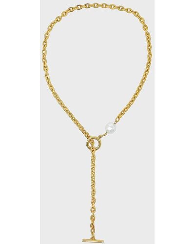Ben-Amun Chain Necklace With Pearly Glass - White