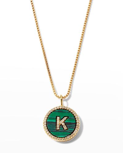 Sequin Malachite Initial Necklace - K - Multicolor