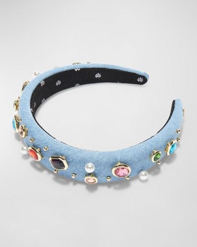 Lele Sadoughi Alice Bezel Embellished Denim Headband - Blue