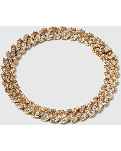 Leo Pizzo Yellow Gold Link Bracelet With Pave Diamonds, 8.06tcw - Metallic