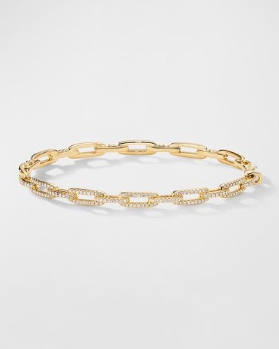 David Yurman Stax Chain Link Bracelet With Diamonds In 18k Gold, 4mm - Metallic