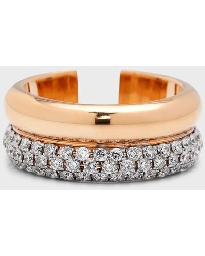 WALTERS FAITH 18k Rose Gold Thoby Diamond 2-row Tubular Cuff Ring - Metallic