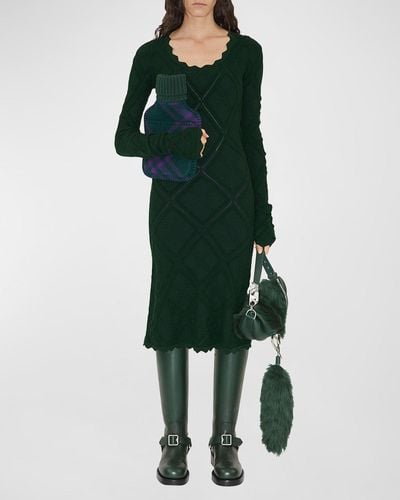 Burberry Wool Knit Midi Dress - Green