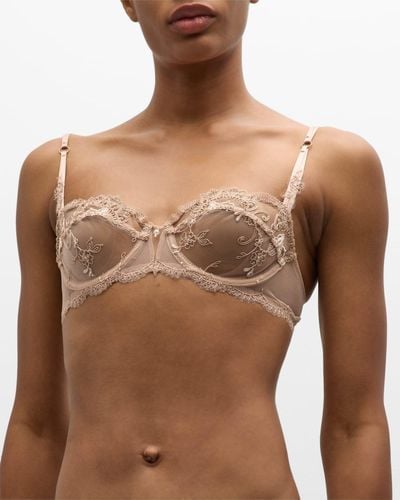 Lise Charmel Floral-embroidered Two-part Demi Bra - Brown
