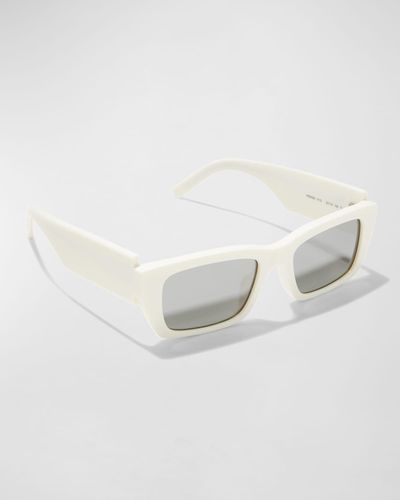 Palm Angels Rectangle Asymmetric-logo Sunglasses - White