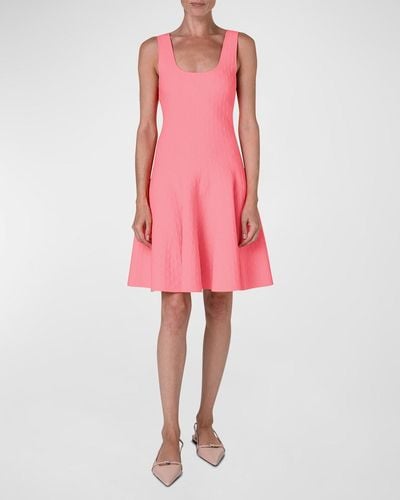 Akris Punto Punto Dot-intarsia Sleeveless A-line Knit Dress - Pink