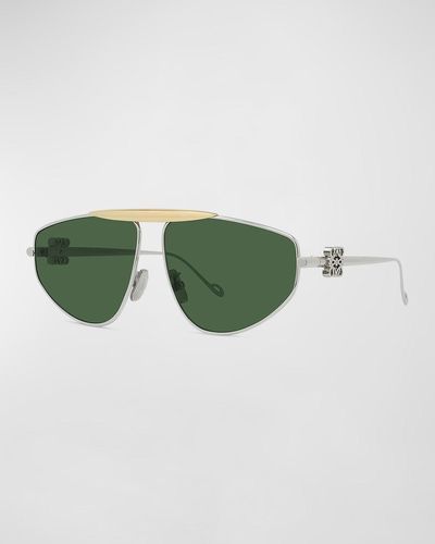 Loewe Anagram Metal Aviator Sunglasses - Green
