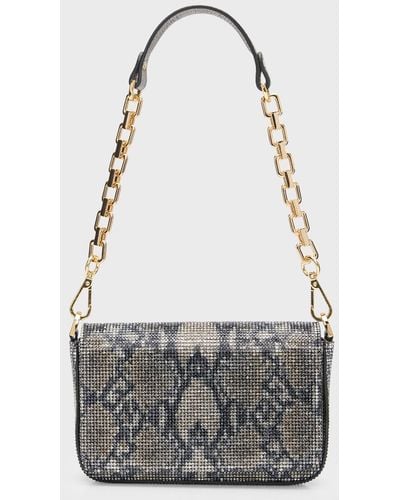 Violet purse mini bag, Crocodile, Glazed, Gold. MINI MICHELLE – MARIA OLIVER