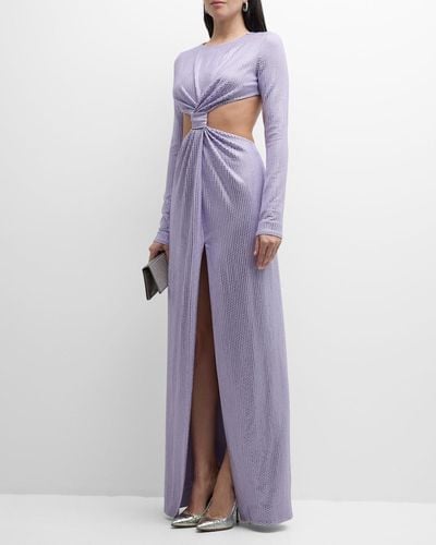 Area Crystal Front Knot Gown - Purple
