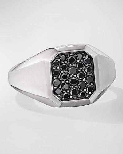 David Yurman Streamline Signet Ring With Diamonds In Silver, 14mm - Multicolor