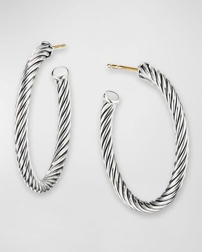 David Yurman Sculpted Cable Hoop Earrings - Metallic