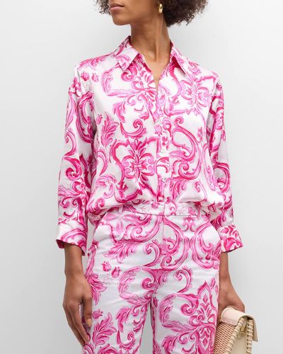 L'Agence Dani Printed Silk Blouse - Pink