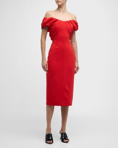 A.L.C. Nora Off-the-shoulder Midi Sheath Dress - Red