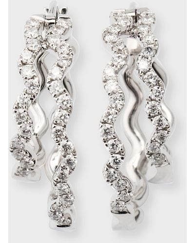 Graziela Gems 18k White Gold Diamond Double-hoop Earrings