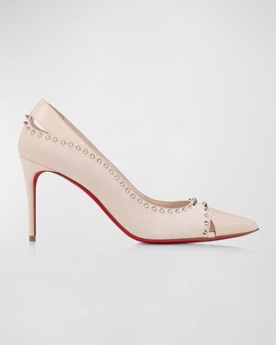 Christian Louboutin Duvettina Leather Spike Sole Pumps - Pink
