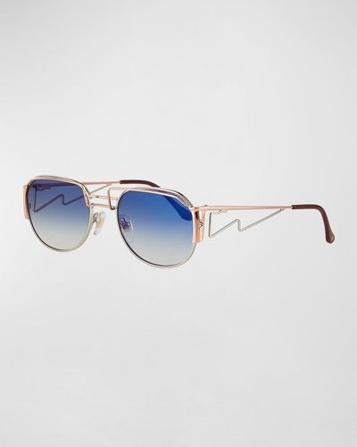 Vintage Frames Company Gradient Geometric Metal Sunglasses - Blue