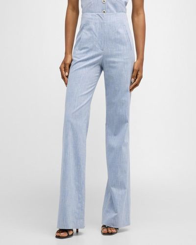 Veronica Beard Jude High-Rise Tailored Pants - Blue