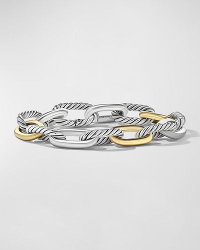 David Yurman Dy Madison Chain Bracelet In Silver With 18k Gold, 11mm - Metallic