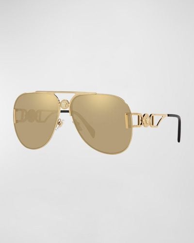 Versace Golden Medusa Metal & Plastic Aviator Sunglasses - Natural