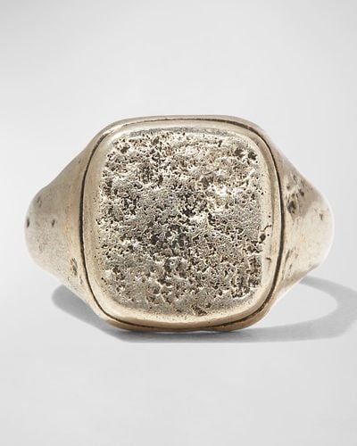 John Varvatos Distressed Signet Ring - Metallic