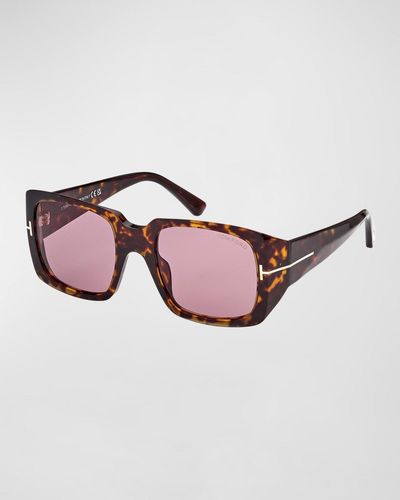 Tom Ford Tortoise Square Acetate Sunglasses - Pink
