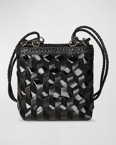 Rafe New York Annick Woven Leather Bucket Crossbody Bag - Black