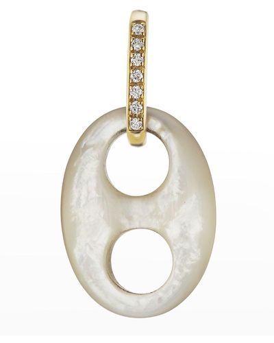 Jenna Blake Yellow Gold Mariner Link Charm With Diamond Bale And Mother-of-pearl - Metallic